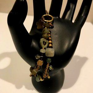 Orly Hagai Antique Gold-Tone Semi Precious Stone Bead Bracelet